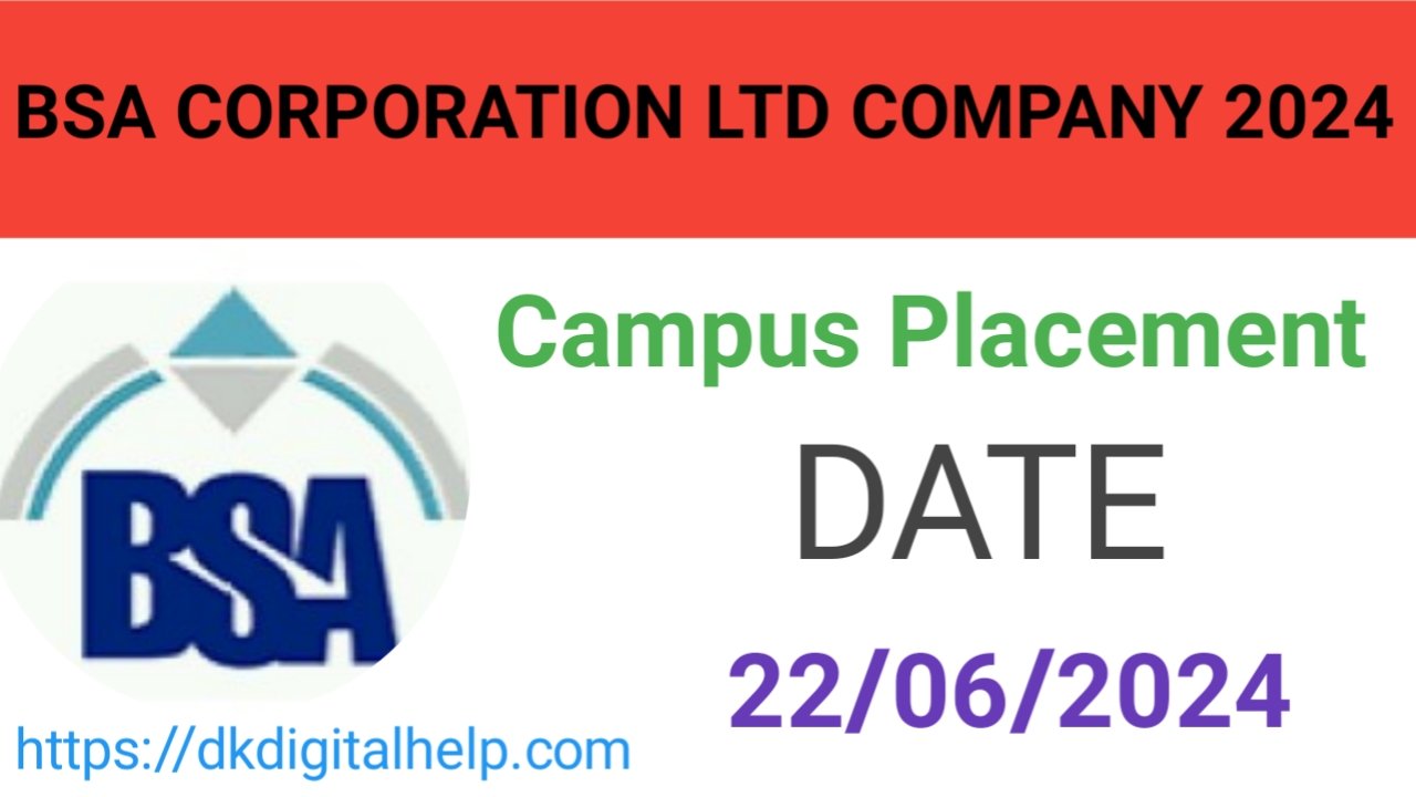 BSA Corporation Ltd Campus Placement 2024